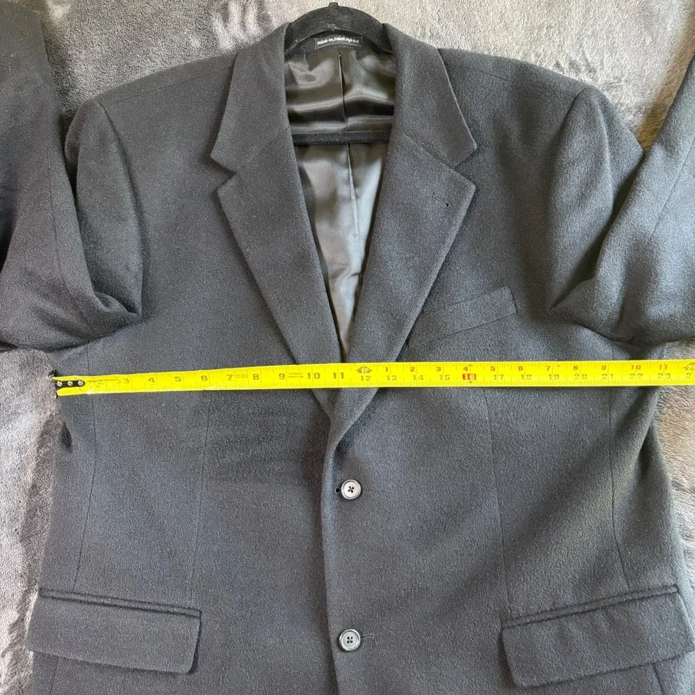 Tailors Row Mens Camel Hair Blazer Sport Coat Classic Luxe 46R Black